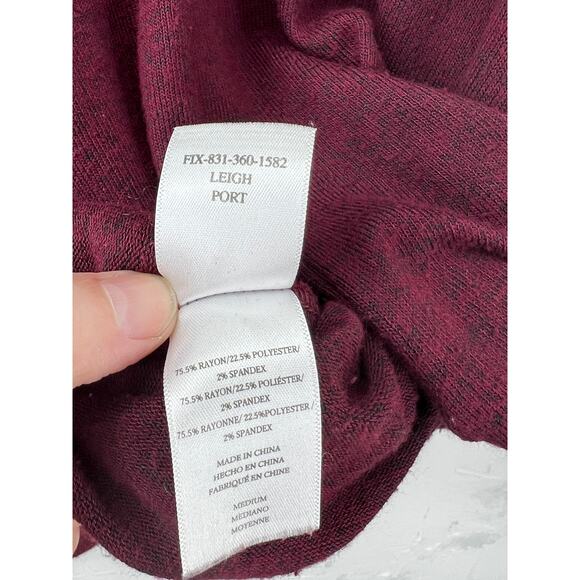 Rails Top Grommet V-Neck Soft Long Sleeve Tunic Top Burgundy Sweater Women's M - Picture 5 of 10